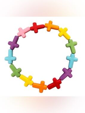 Colorful Cross Bead Stretch Bracelet